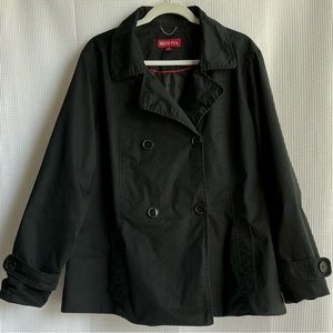 Merona / Short Black Cotton Trench / 2X